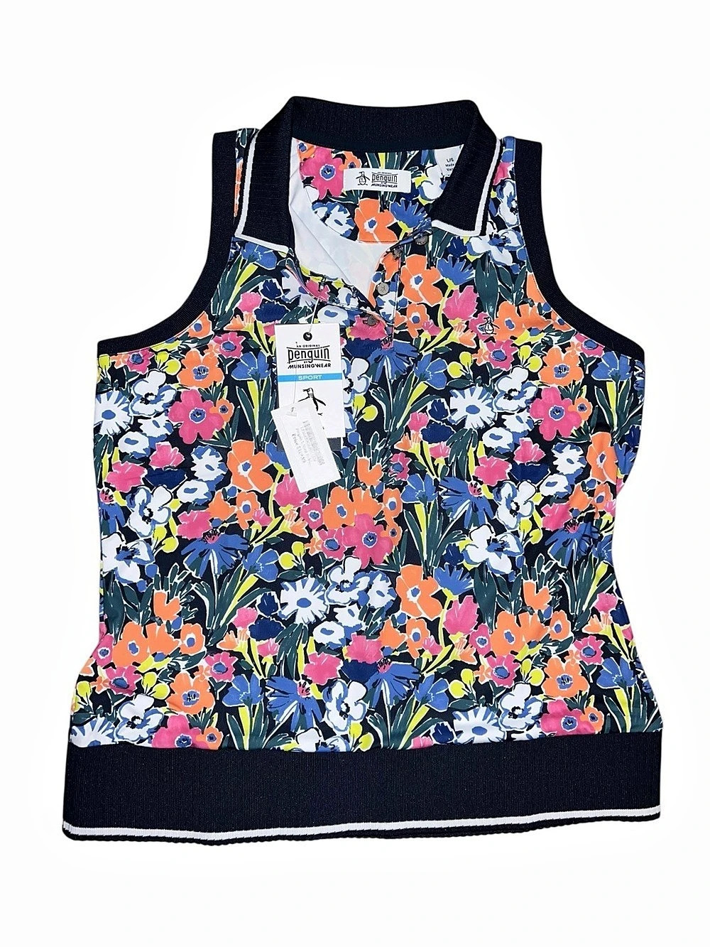 Original Penguin Womens Large Munsingwear golf sport Shirt Sleeveless floral
